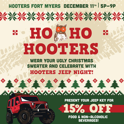 Wear Your Ugly Christmas Sweater During Fort Myers Hooters Jeep Night