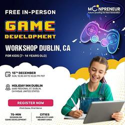 Free Game Development Workshop For Kids at Dublin, CA (7-14Yrs)