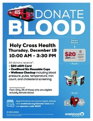 Blood Drive at Holy Cross Health on December 19
