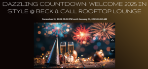 Dazzling NYE Countdown: Welcome 2025 in Style @ Beck & Call Rooftop Lounge