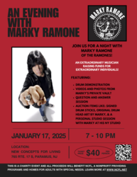 New Concepts for Living Presents an Evening with Legendary Drummer Marky Ramone, The Ramones
