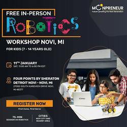 In-person Free Robotics Workshop For Kids at Novi, MI (7-14 yrs)