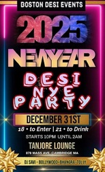 NYE 2025 - Bollywood Party Tanjore Lounge Boston. 18+ to Party 21+ to Drink