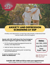 Free and Confidential Anxiety & Depression Screenings at SSP