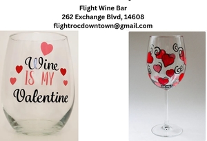 Valentine Wine Glass Painting Class at Flight Wine Bar with Roc, Paint, Sip