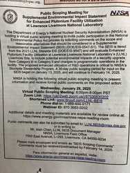 Important Virtual Public Hearing Jan. 29 on Government’s Dangerous New Plan for More Plutonium-LLNL