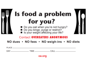 OVEREATERS ANONYMOUS Meeting in person