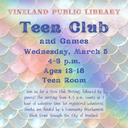 Teen Club Meeting & Games