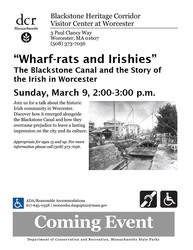 "Wharf-rats and Irishies": The Blackstone Canal and the Story of the Irish in Worcester
