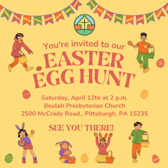 Easter Egg Hunt April 12 at Beulah Presbyterian in Churchill