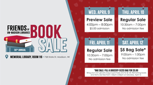 Friends Spring Book Sale April 9-12 at Memorial Library room 116