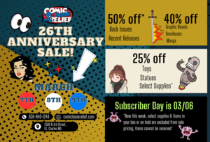 Comic Book Relief's 26th Anniversary Sale