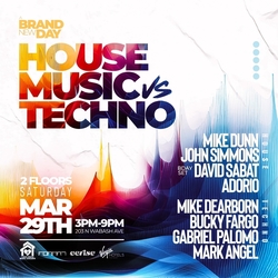 House Music vs Techno day party. 2 Floors of Music at Cerise Rooftop.