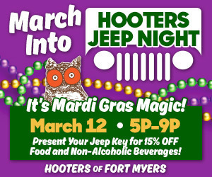 Mardi Gras Themed Jeep Night at Fort Myers Hooters