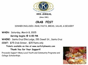 Santa Cruz Kiwanis Club Crab Fest at Santa Cruz Elks Lodge