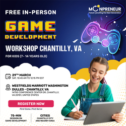 In-person Free Game Development Workshop For Kids at Chantilly, VA  (7-14yrs)
