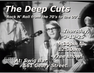 Live music at Swig Bar near Union Square on Thursday, 3-13-25!