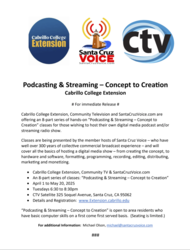 Podcasting & Streaming - Concept to Creation (Cabrillo College Extension)