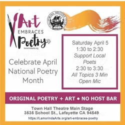 Art Embraces Poetry: Celebrate National Poetry Month - Readings + All Topic 3 Min Open Mic Apr. 5