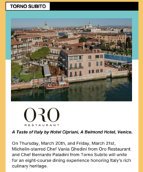 A Taste of Italy at Torno Subito Miami: A Culinary Collaboration Between Torno Subito & Oro by Hotel