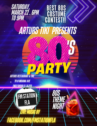 80s night Arturs Tiki w live music by FM Station FLA