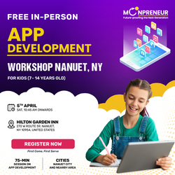 In-person Free App Development Workshop For Kids at Nanuet, NY (7-14yrs)