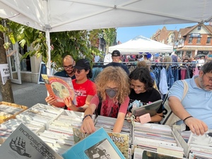The Jersey City Record Riot! Outdoors on the Grove Street PATH Plaza, Sat April 5th. VINYL HEAVEN!