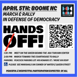 Indivisibe Watauga Hands Off! March & Rally