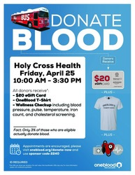 Blood Drive at Holy Cross Health on April 25