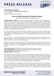 Denver Roller Derby Doubleheader at the Rollerdome, Saturday April 5, 2025