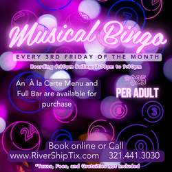 St Johns Rivership:  Friday Night Musical Bingo Night Cruise on the Barbara-Lee in Sanford, FL