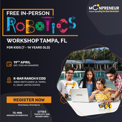 Free In-Person Robotics Workshop for Kids at Tampa, FL, (Ages 7-14)