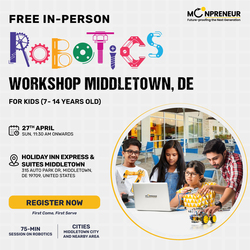 Free In-Person Robotics Workshop for Kids at  Middletown, DE (Ages 7-14)
