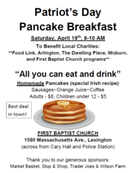 First Baptist Church Patriot's Day Pancake Breakfast