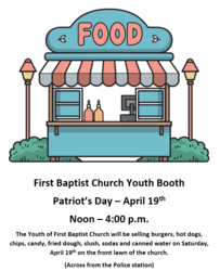 First Baptist Church Patriot's Day Youth Food Booth