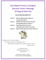 First Baptist Church Holy Week Worship Services