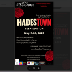 HADESTOWN Teen Edition at StageDoor Theatre in Conifer Co May 2-10: Thu, Fri, Sat 7p & Sat, Sun 2p