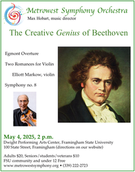 Metrowest Symphony Orchestra All-Beethoven Concert — May 4 at 2:00 PM
