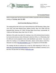 April Meeting of the New York State Environmental Facilities Corporation's Audit Committee
