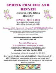 Kolping Cincinnati Spring Concert and buffet Dinner.  May 4th the Choir will perform w/  Kinderchor