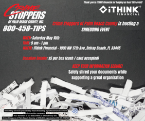 Community Shredding Event sponsored by Crime Stoppers of Palm Beach County
