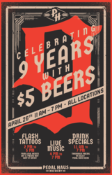 Celebrate Pedal Haus 9th Anniversary 4/26