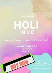 Holi in LIC at Culture Lab LIC - Sunday, April 27, 1-3pm