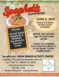 Spaghetti Fundraiser for Irwin Senior Activity Center