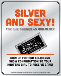 15% Off for the Silver and Sexy at Hooters