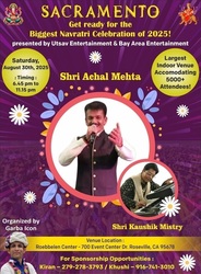 Biggest Indoor Garba on Saturday (August 30th) with Achal Mehta in Sacramento 2025