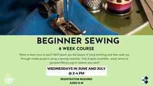 Beginner Sewing: 8 Week Course (Registration Required)