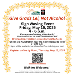 Give Grads Lei Not Alcohol Sign Waving