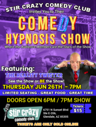 Stir Crazy Comedy Club - Hypnosis Show with Johnathan Smith aka The Reality Twister