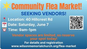 COMMUNITY FLEA MARKET - RESERVE YOUR SPACE NOW!